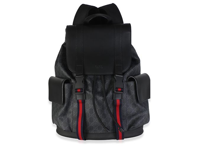 Dionysus Mochila Gucci em canvas GG Supreme macio preto e couro de bezerro com Web e fivela dupla - vista 8