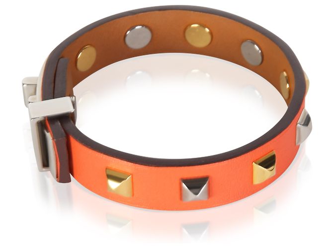Bracciale borchiato Mini Dog Clous Carrés placcato oro Hermès - vista 2