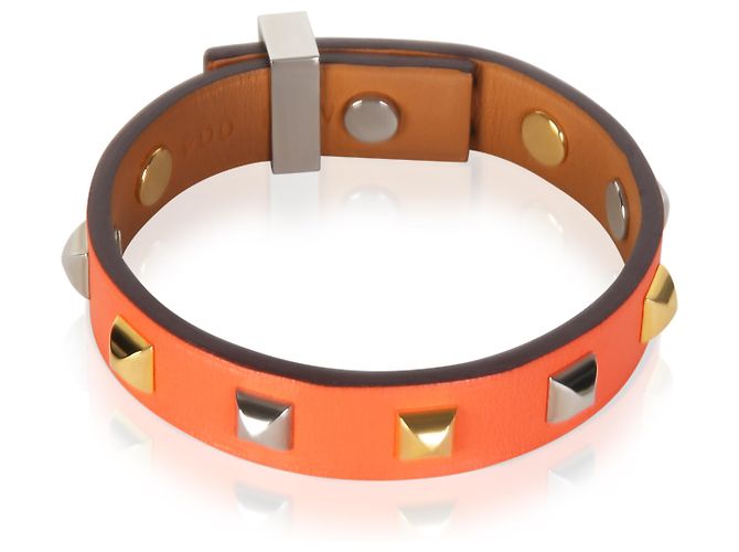 Bracciale borchiato Mini Dog Clous Carrés placcato oro Hermès - vista 3