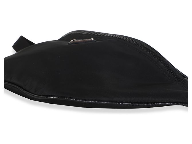Borsello cintura Prada in Re-Nylon nero con placca logo Saffiano - vista 7
