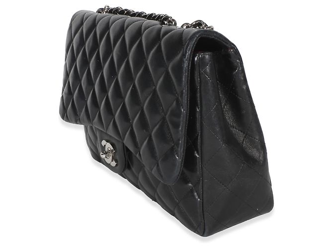 Gabrielle Borsa Chanel Jumbo Single Flap in pelle d'agnello matelassé nera Nero - vista 3