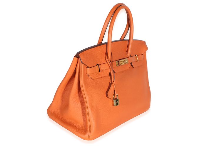 Hermès Orange Togo Birkin 35 GHW Arancione - vista 4