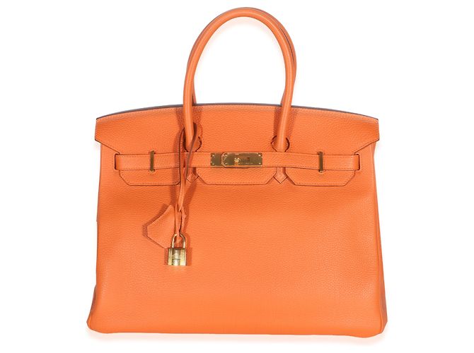 Hermès Orange Togo Birkin 35 GHW Arancione - vista 8