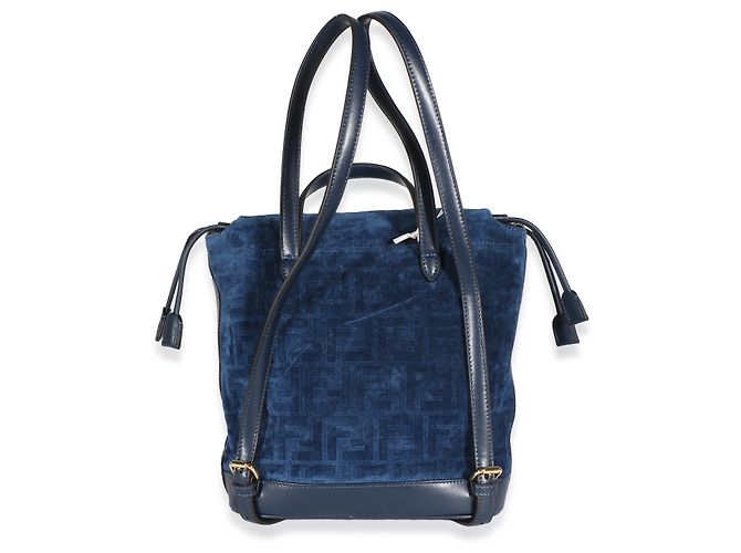 Baguette Fendi Blue Abyss FF Flocked Denim Drawstring Backpack - view 2