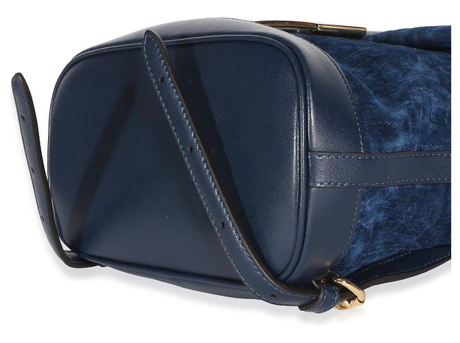 Baguette Fendi Blue Abyss FF Flocked Denim Drawstring Backpack - view 6