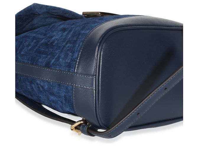 Baguette Fendi Blue Abyss FF Flocked Denim Drawstring Backpack - view 7
