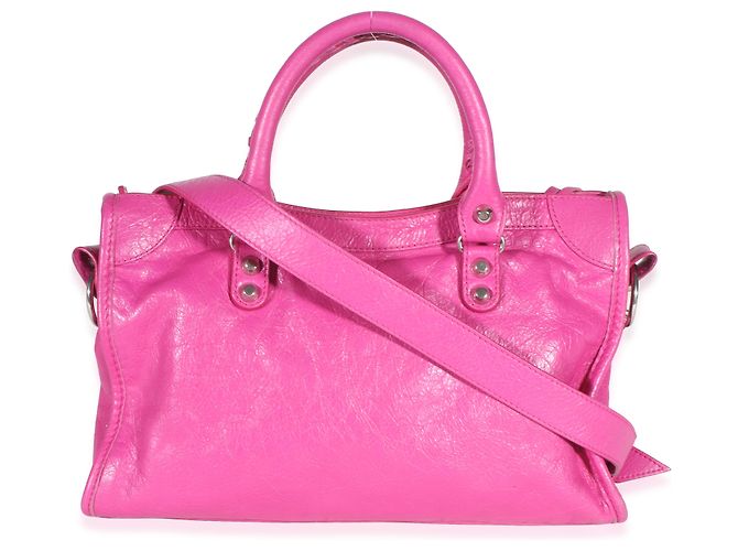 Borsa Balenciaga Le City Small in Agnello Rose Magenta con Hardware Classico Rosa - vista 2