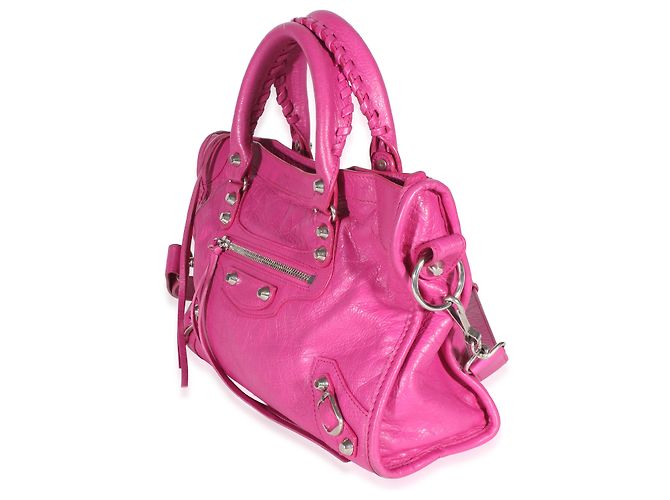 Borsa Balenciaga Le City Small in Agnello Rose Magenta con Hardware Classico Rosa - vista 3
