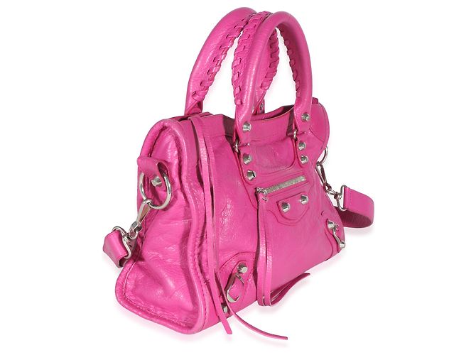Borsa Balenciaga Le City Small in Agnello Rose Magenta con Hardware Classico Rosa - vista 4