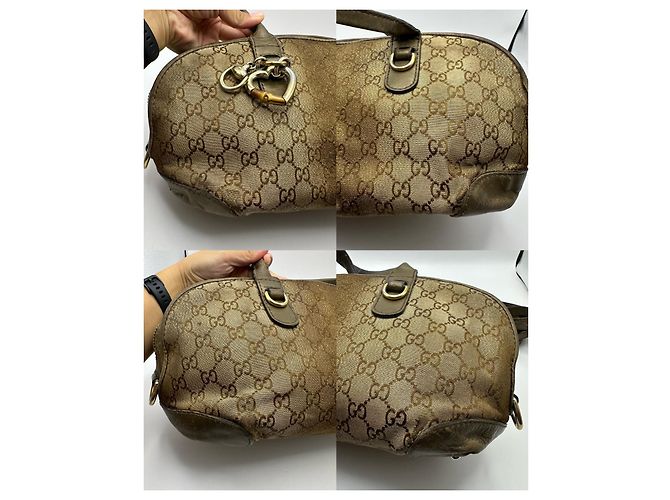 Gucci Monogram Boston Bag mit Herz-Anhänger Braun - Ansicht 15