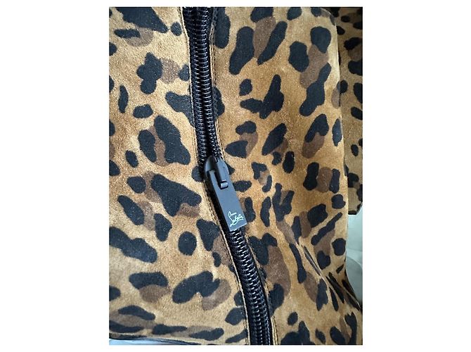 Christian Louboutin Eloise Booty 85 Stivaletti Camoscio Leopardato Marrone Stampa leopardo - vista 4