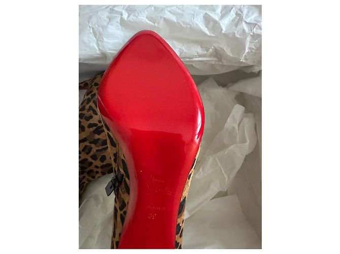 Christian Louboutin Eloise Booty 85 Stivaletti Camoscio Leopardato Marrone Stampa leopardo - vista 6
