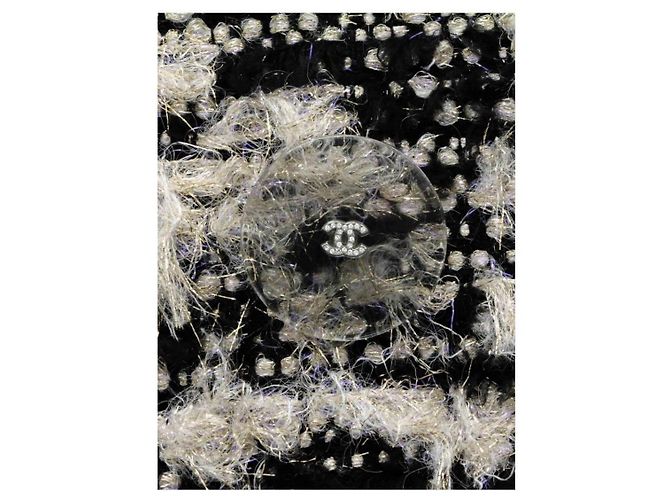 Chanel Abrigo Largo en Tweed Blanco y Negro Metálico - vista 2
