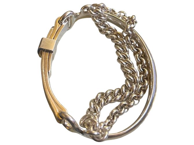 Pulsera Hermès en tono plateado con doble cadena - vista 2