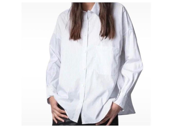 Zadig & Voltaire Camisa às Riscas Tamara 2V Branco Bege - vista 13