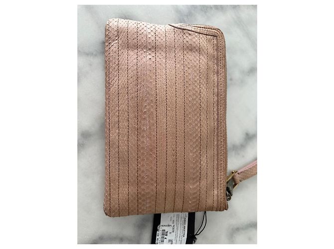 Lanvin Pouch con Zip in Pelle di Serpente Nude Blu navy - vista 10