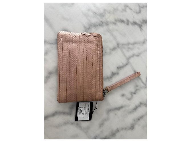 Lanvin Pouch con Zip in Pelle di Serpente Nude Blu navy - vista 13