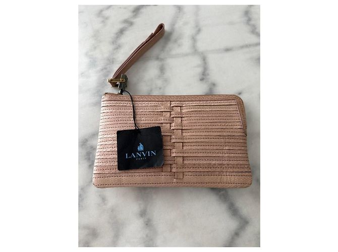 Lanvin Pouch con Zip in Pelle di Serpente Nude Blu navy - vista 2