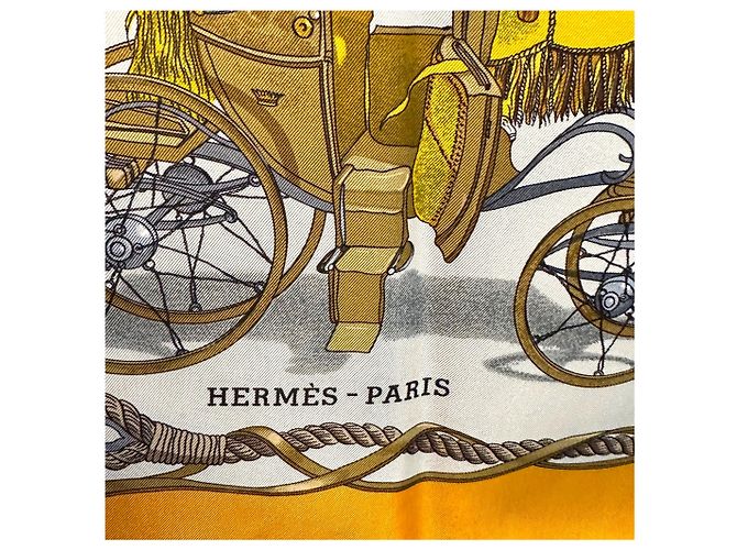 Hermès Lenço de seda vintage Hermes Paris Musee 1962 Ledoux Yellow Amarelo - vista 2