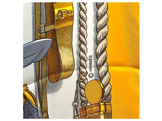 Hermès Lenço de seda vintage Hermes Paris Musee 1962 Ledoux Yellow Amarelo - vista 4