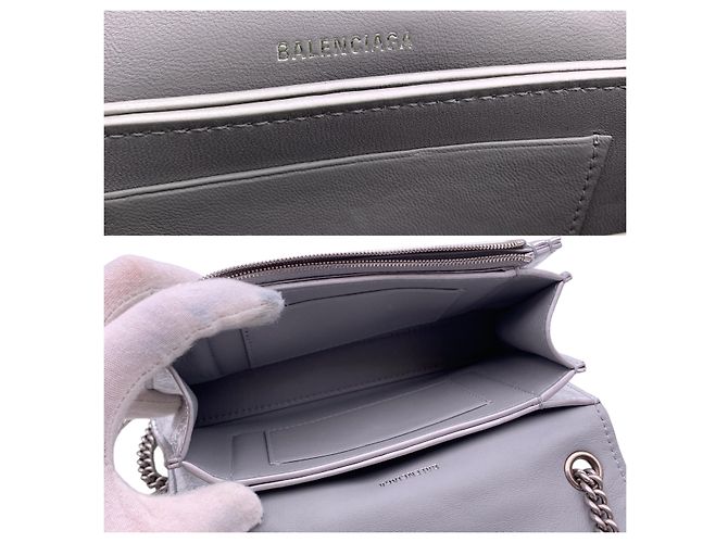 Hourglass Balenciaga Borsa a tracolla Crush XS in pelle metallizzata matelassé argento - vista 5
