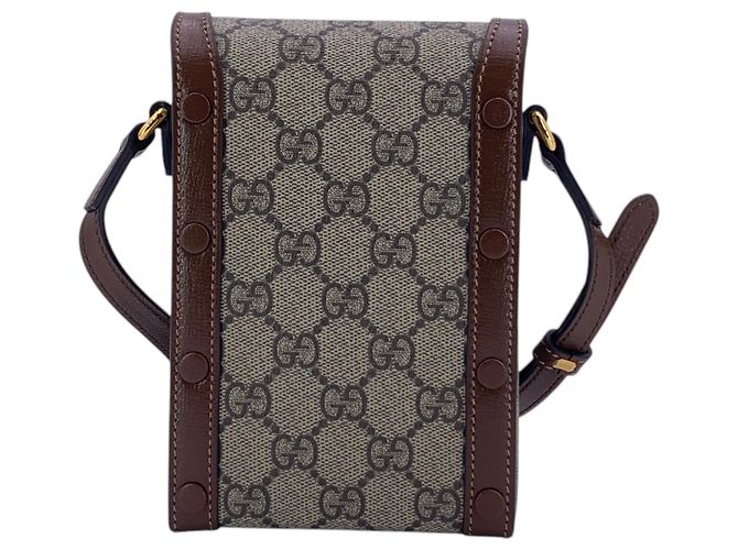 Gucci Borsa a tracolla Mini Horsebit 1955 in tela monogramma GG Supreme Beige - vista 4