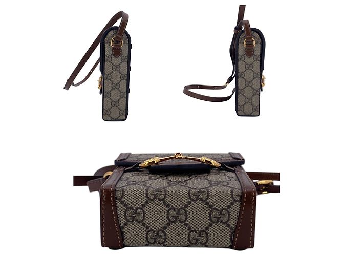 Gucci Borsa a tracolla Mini Horsebit 1955 in tela monogramma GG Supreme Beige - vista 5