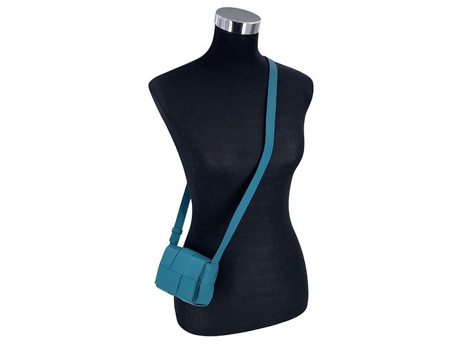 Bottega Veneta Mini borsa a tracolla Cassette in pelle Intrecciato Teal Turchese - vista 2