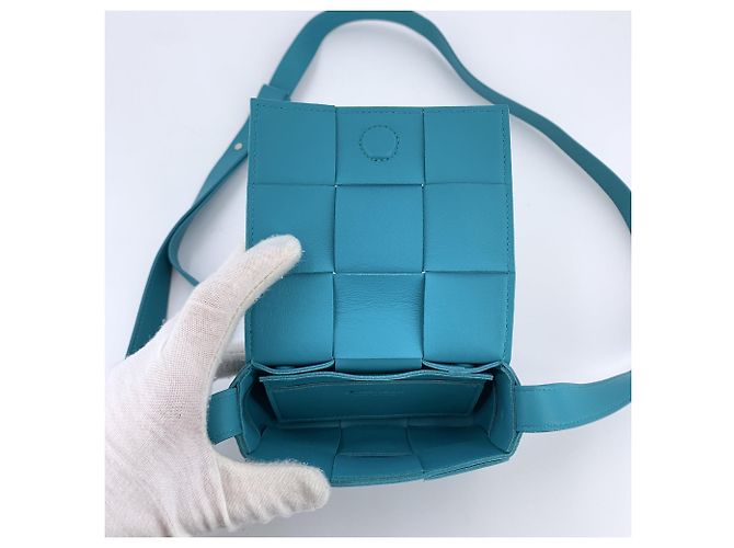 Bottega Veneta Mini borsa a tracolla Cassette in pelle Intrecciato Teal Turchese - vista 5
