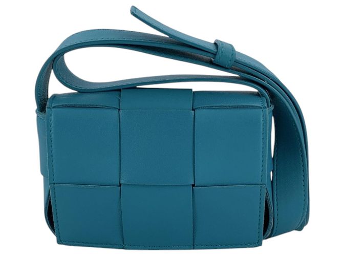 Bottega Veneta Mini borsa a tracolla Cassette in pelle Intrecciato Teal Turchese - vista 7