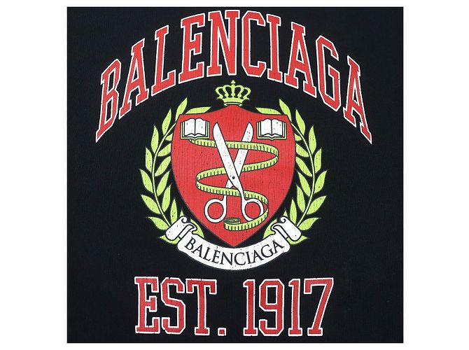 Sudadera con capucha de algodón Balenciaga con estampado de logo college y efecto desgastado Negro - vista 4