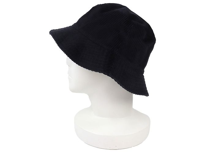 Autre Marque Cappello bucket in velluto a coste Dior con logo CD in diamanti e fodera Oblique Blu Blu navy - vista 2