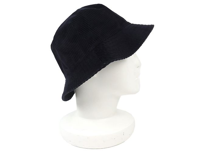 Autre Marque Cappello bucket in velluto a coste Dior con logo CD in diamanti e fodera Oblique Blu Blu navy - vista 3