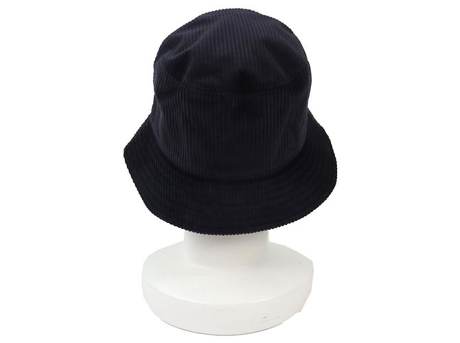 Autre Marque Cappello bucket in velluto a coste Dior con logo CD in diamanti e fodera Oblique Blu Blu navy - vista 4
