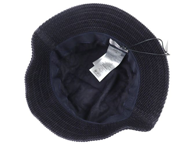 Autre Marque Cappello bucket in velluto a coste Dior con logo CD in diamanti e fodera Oblique Blu Blu navy - vista 5