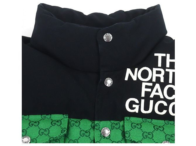 Chaleco de plumón de algodón Gucci The North Face Negro Verde - vista 2