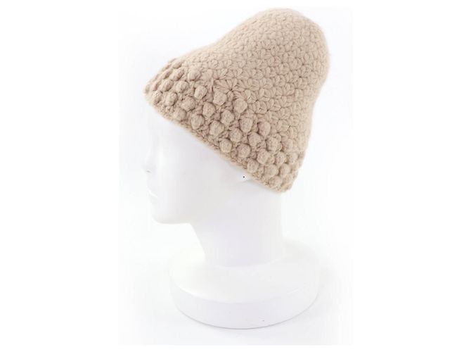 Gorro de punto de cachemira CHANEL COCO Mark Beige - vista 3