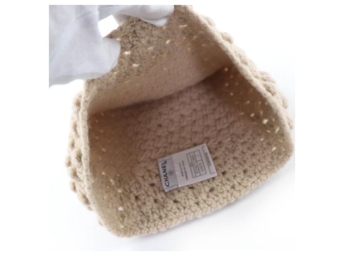 Gorro de punto de cachemira CHANEL COCO Mark Beige - vista 6