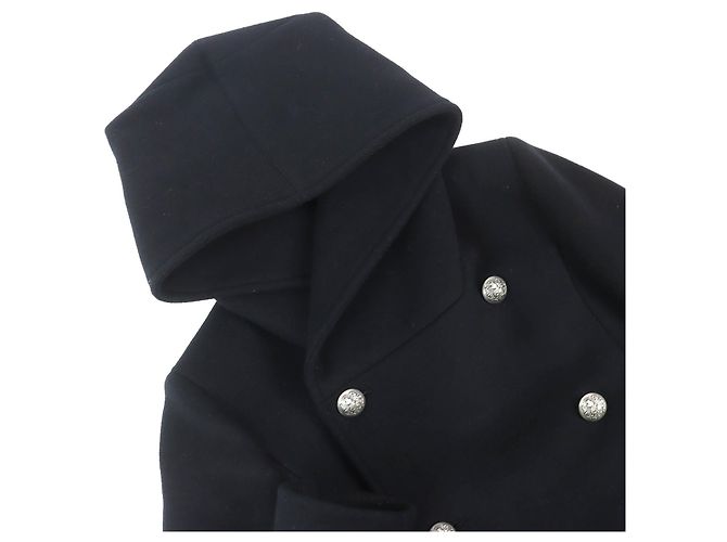Cappotto in lana Balmain con bottoni emblema Nero - vista 4