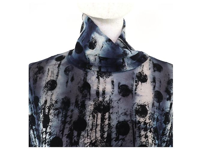 Autre Marque Y's Polyester T-Shirt Schwarz Blau Marineblau - Ansicht 4
