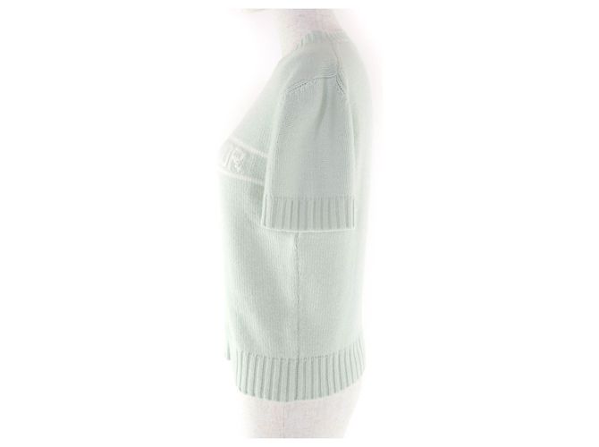 Top in maglia di cashmere a maniche corte Christian Dior Verde - vista 2