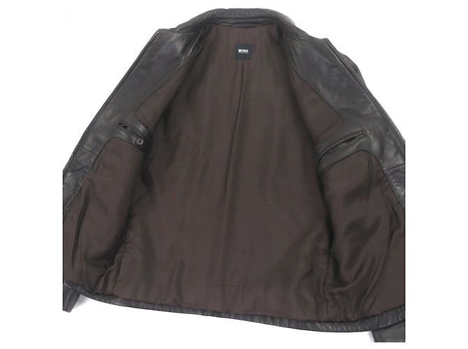 Giacca in pelle di agnello HUGO BOSS Bronzo Marrone scuro - vista 4