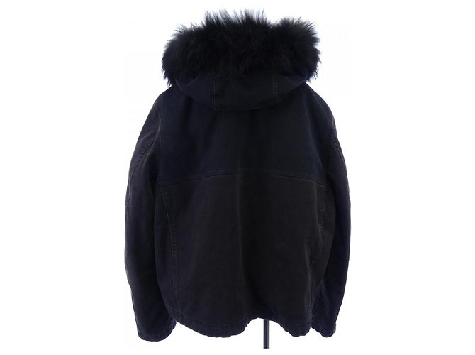 Louis Vuitton Jeansjacke mit Waschbärfell Schwarz - Ansicht 2