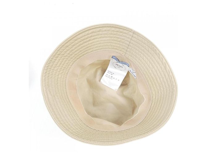 Chapeau Prada Triangle Logo Re-Nylon Beige - vue 5