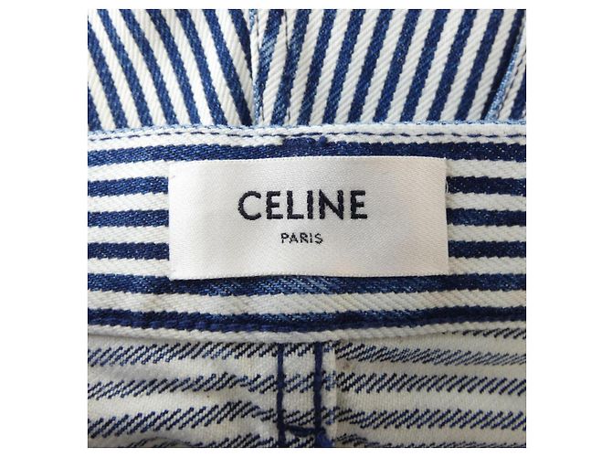 Pantaloncini Céline Blu Navy con Bordo Bianco - vista 4