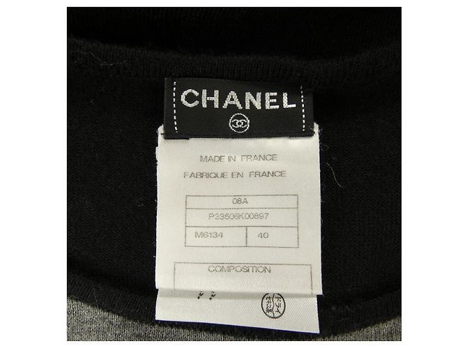 Malha de seda e cashmere Chanel Preto Cinza - vista 4