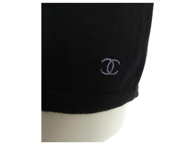 Malha de seda e cashmere Chanel Preto Cinza - vista 7