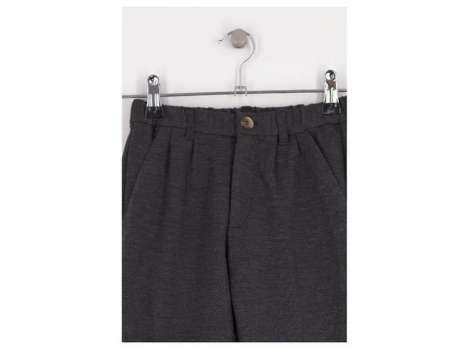 Pantalones rectos de algodón grises Bonpoint - vista 2