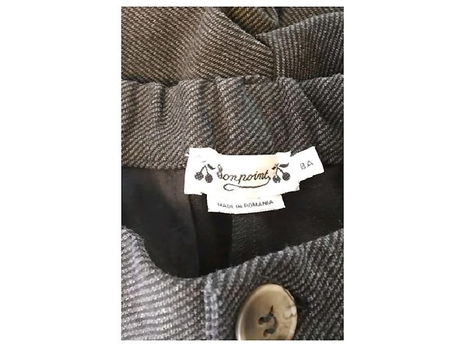 Pantalones rectos de algodón grises Bonpoint - vista 5