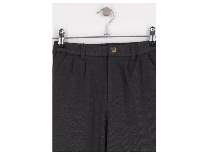Pantalones rectos de algodón grises Bonpoint - vista 2